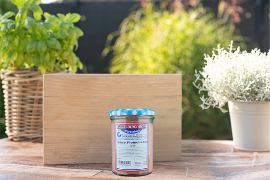 Käse Fleischkäse grob im Glas